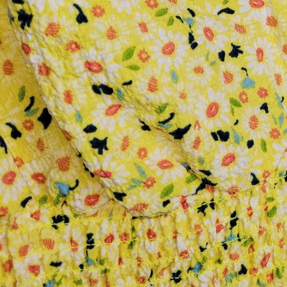Spring Yellow Floral Mini Dress Sleeveless Size Medium - Picture 6 of 6